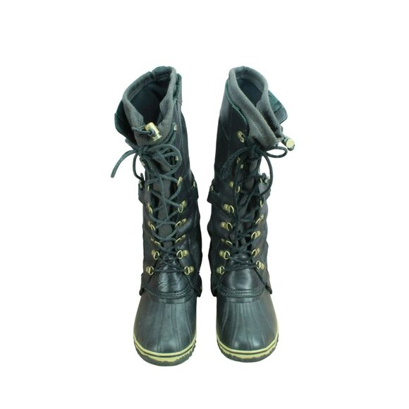Sorel Conquest Carly Black Suede Lace Up Waterproof Tall Winter Boots Size 9.5 - Picture 5 of 10